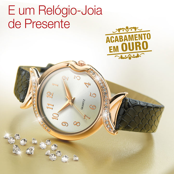 Conjunto de Cama LUXURY: E de PRESENTE, o Relógio-Joia “Nuit d’Or” com acabamento em Ouro