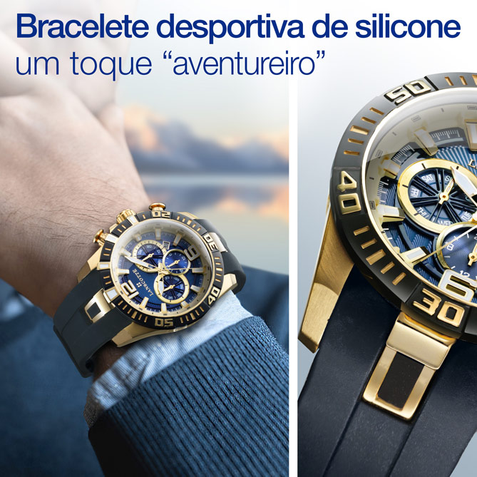 Relógio Multifunções EVOLUTION: Mostrador em 2 alturas de cor azul com triplo guilloché