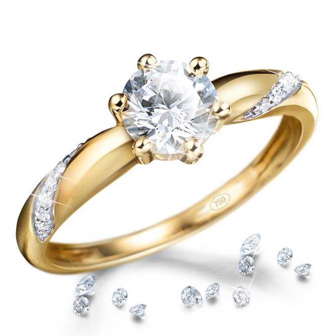 Solitário Amor de Diamantes: Topázio central de grandes dimensões