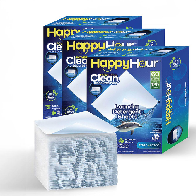 Toalhitas de Lavagem Happy Hour: Uma só toalhita será suficiente para uma máquina de roupa